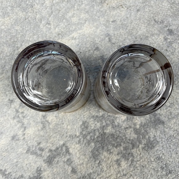 Asian Gold Leaf Frosted High Ball Glasses Pagoda Lotus Tree Cocktail Set of 2 - Picture 5 of 9